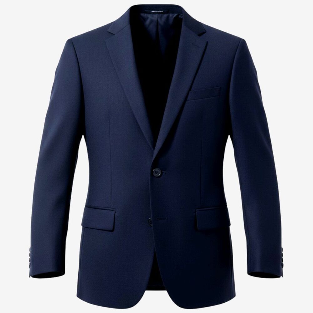 LANDS END Mens Blazer Sport Coat Two Button Jacket 40L Navy Stratch Wool